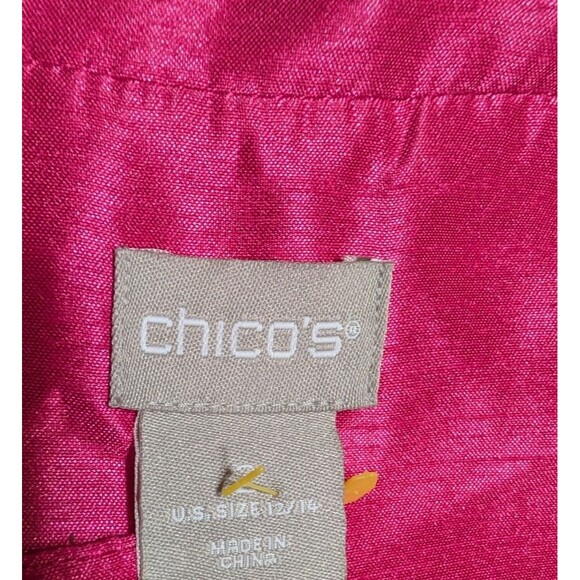 Chico's Hot Pink Topper Jacket Bracelet Sleeve Size 12 14 - Picture 11 of 13